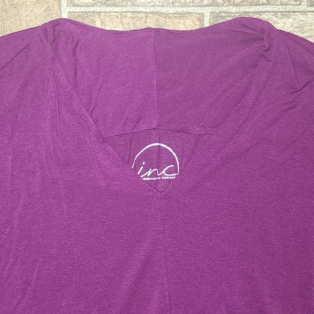 INC International Concepts Purple V-Neck Long Sleeve - Picture 3 of 4